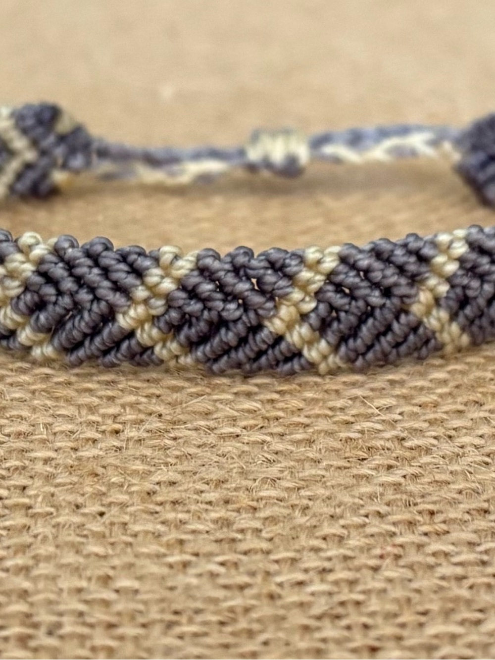 Handmade Gray and Cream Woven Friendship Bracelet - Men Accessories